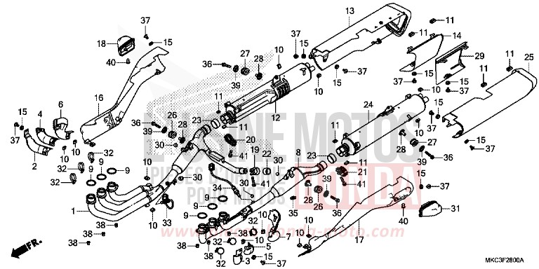 EXHAUST MUFFLER for Gold Wing CANDY ARDENT RED (R367) from 2018